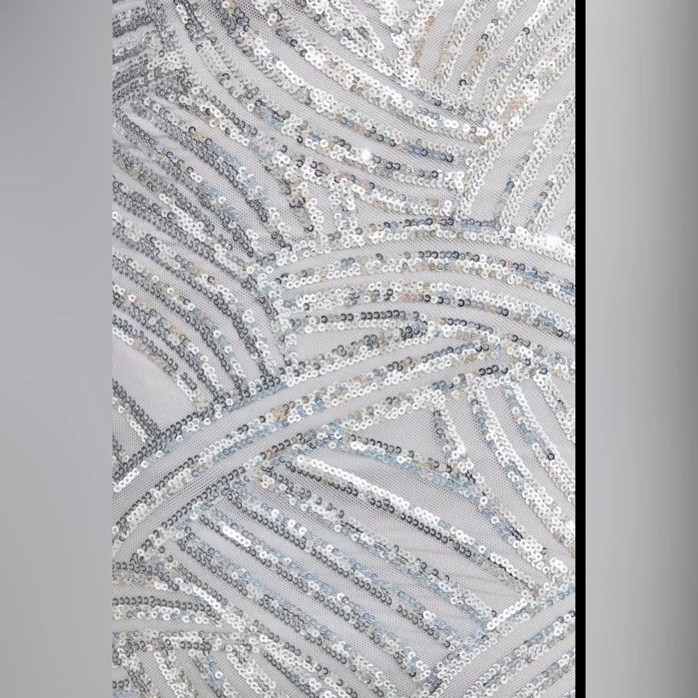 Dynamite Victoria Silver Sequin Midi Dress Low Back Party Glam P/S - Picture 4 of 16